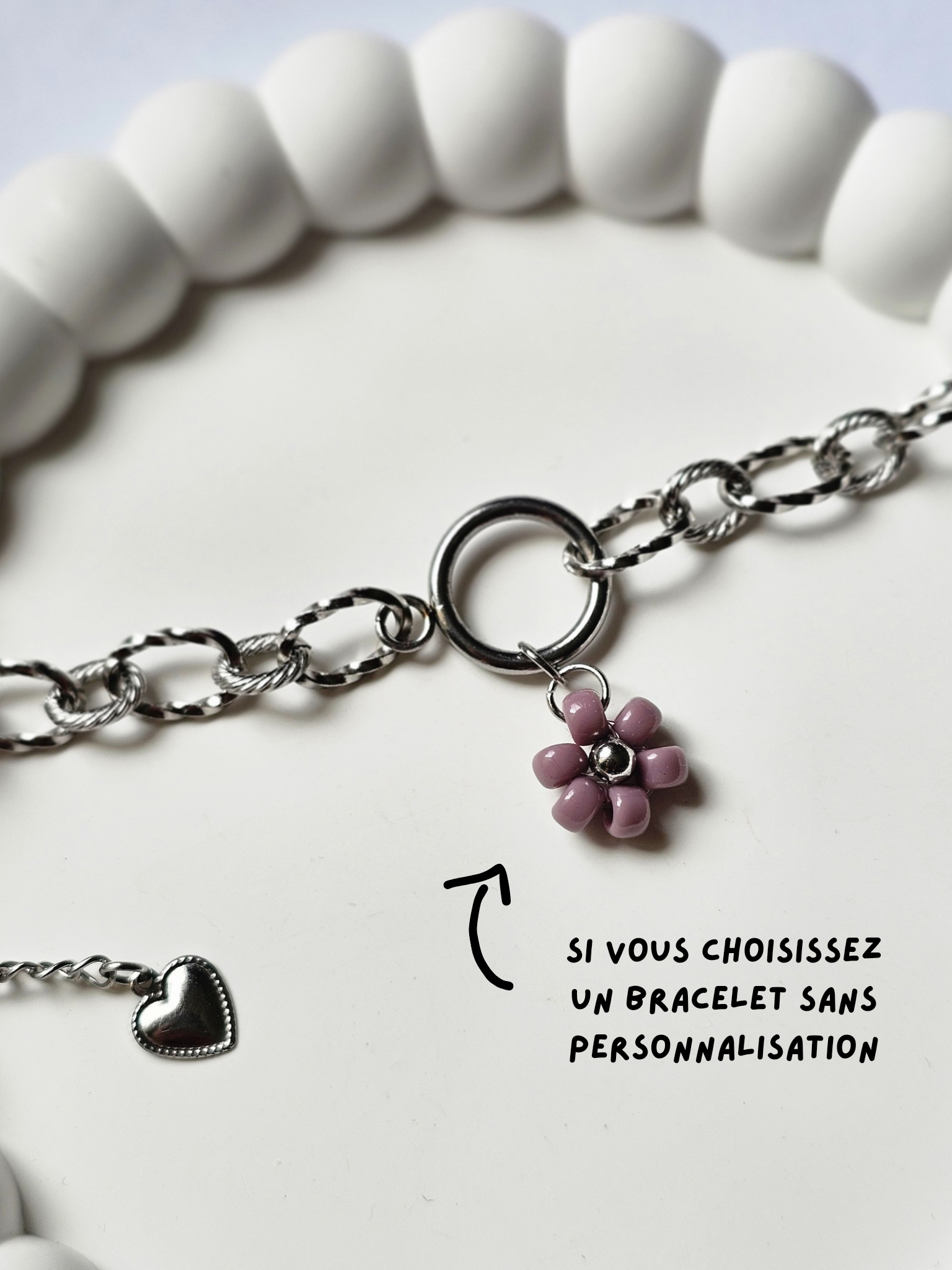 Bracelet Camélia - Argenté (personnalisable)