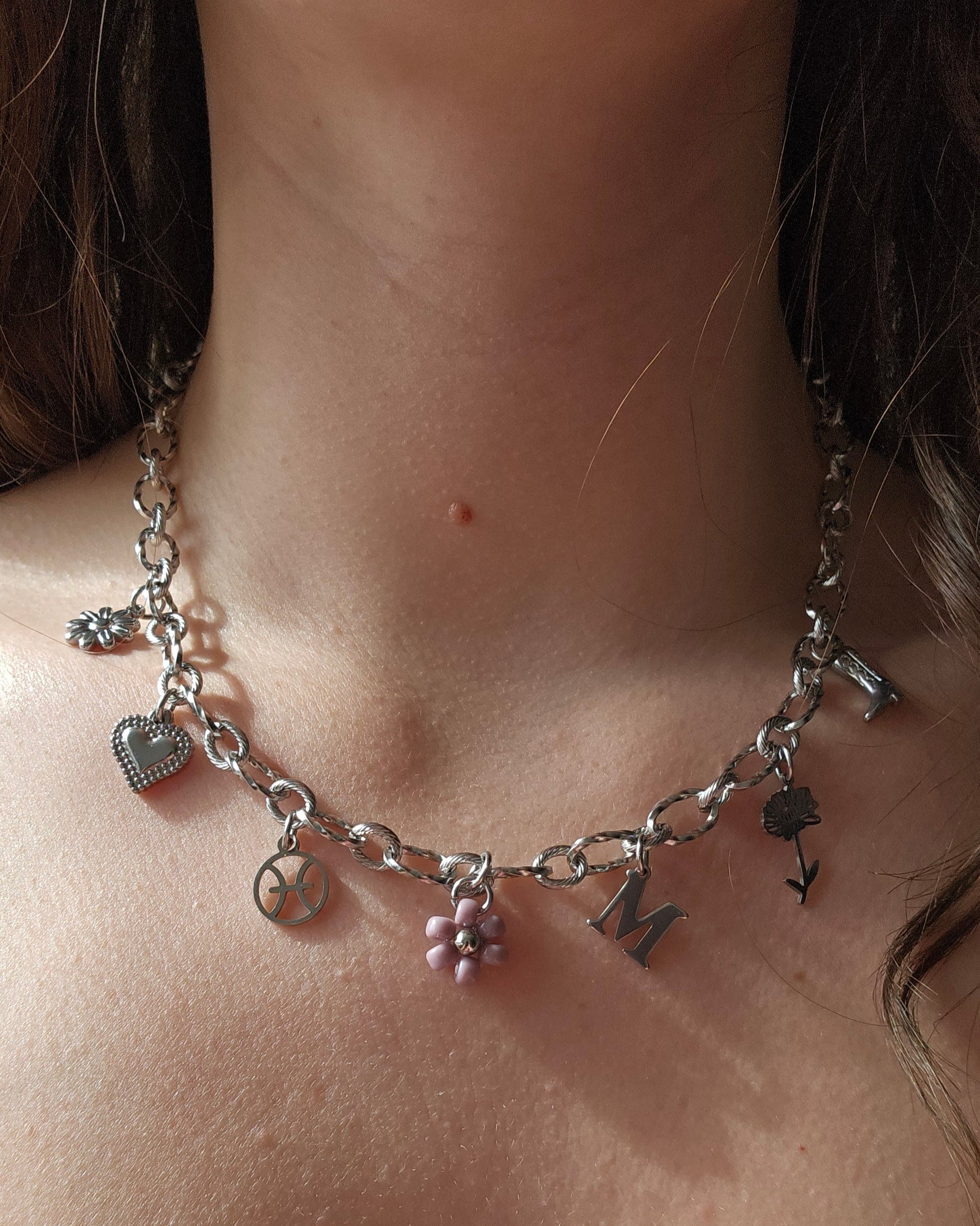 Collier Pensée - Argenté (personnalisable)