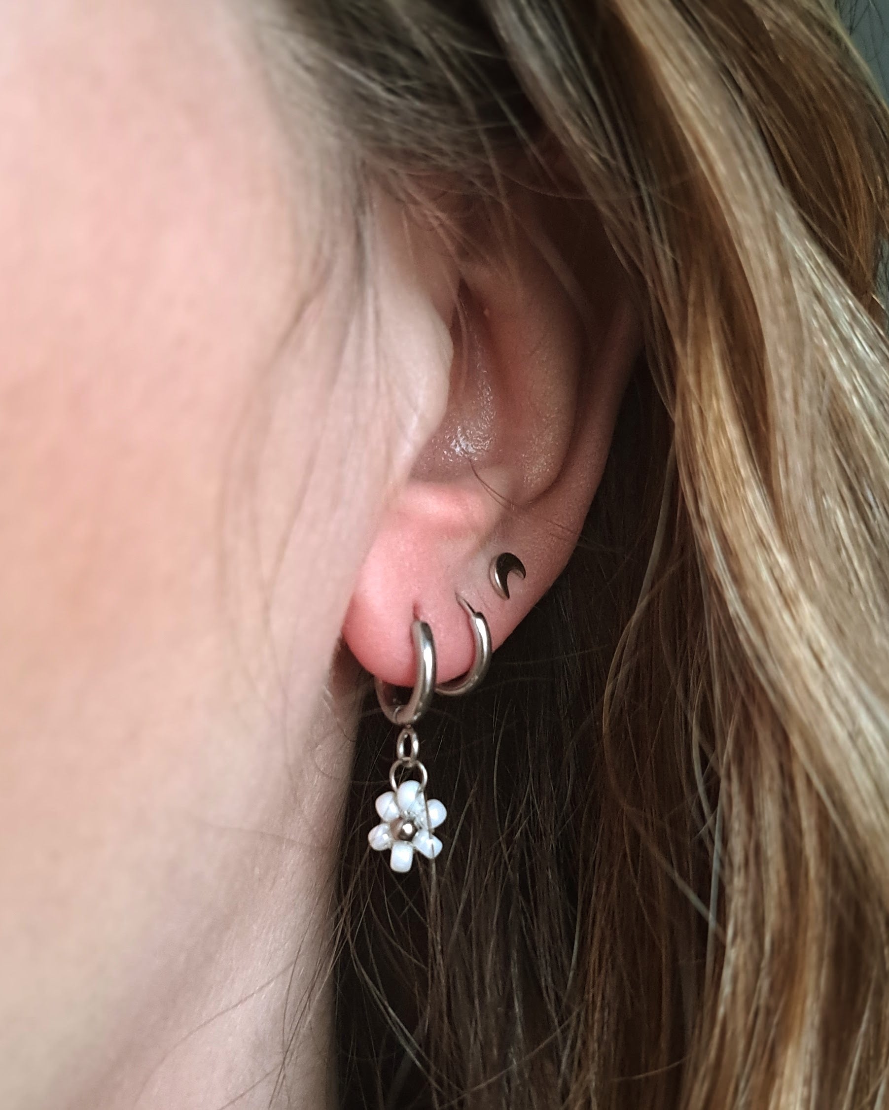 Boucles d'oreilles Cosmos - Argenté (personnalisables)