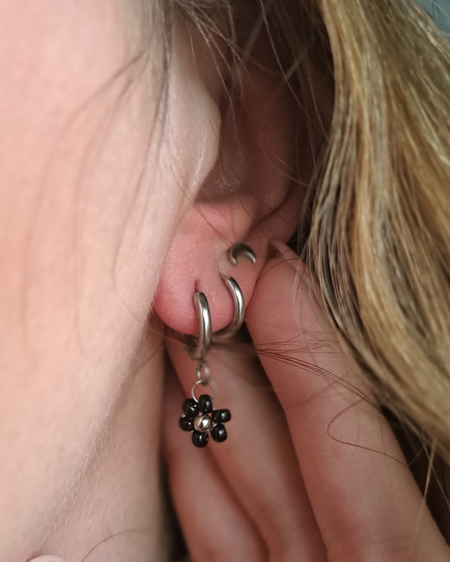 Boucles d'oreilles Cosmos - Argenté (personnalisables)