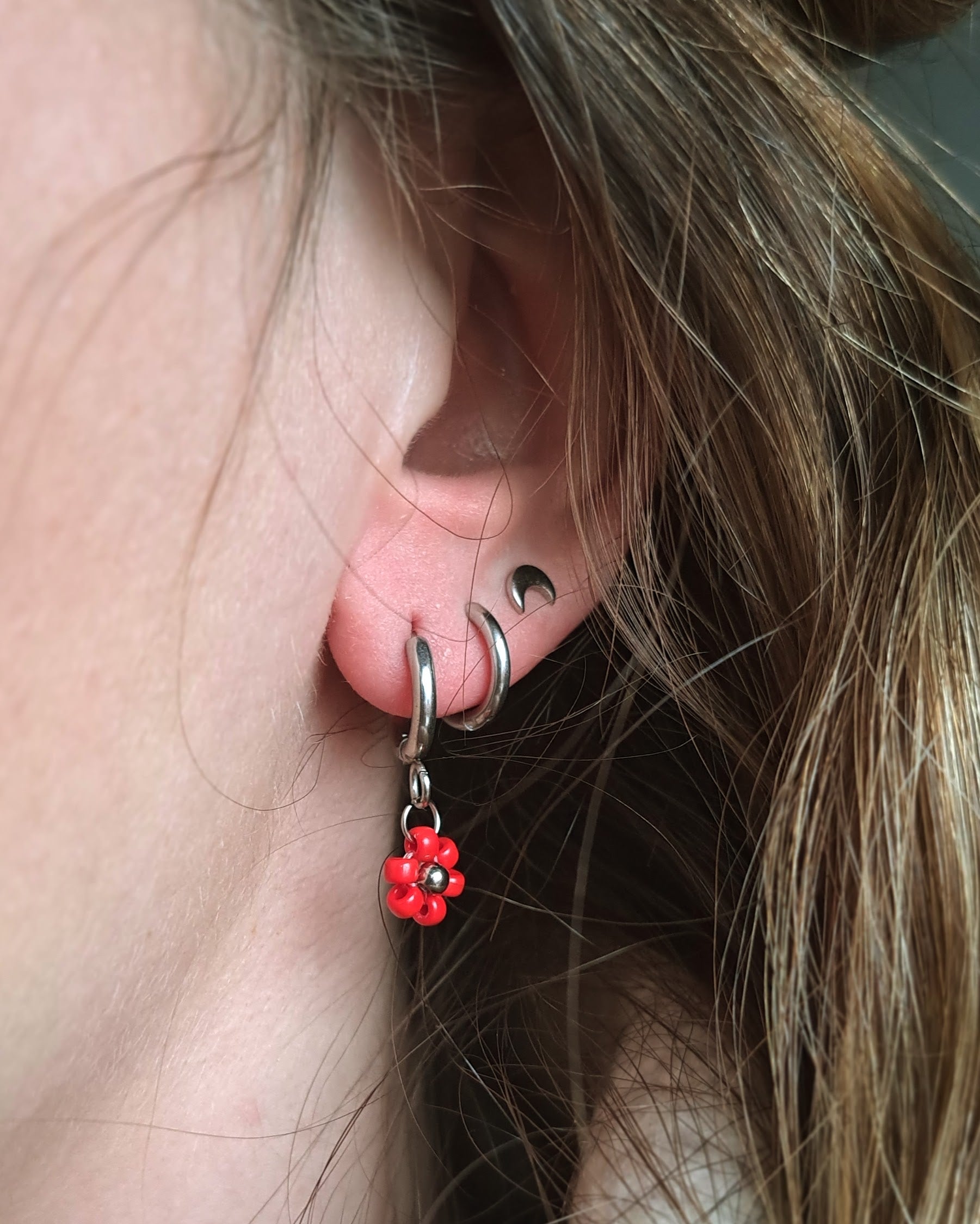 Boucles d'oreilles Cosmos - Argenté (personnalisables)