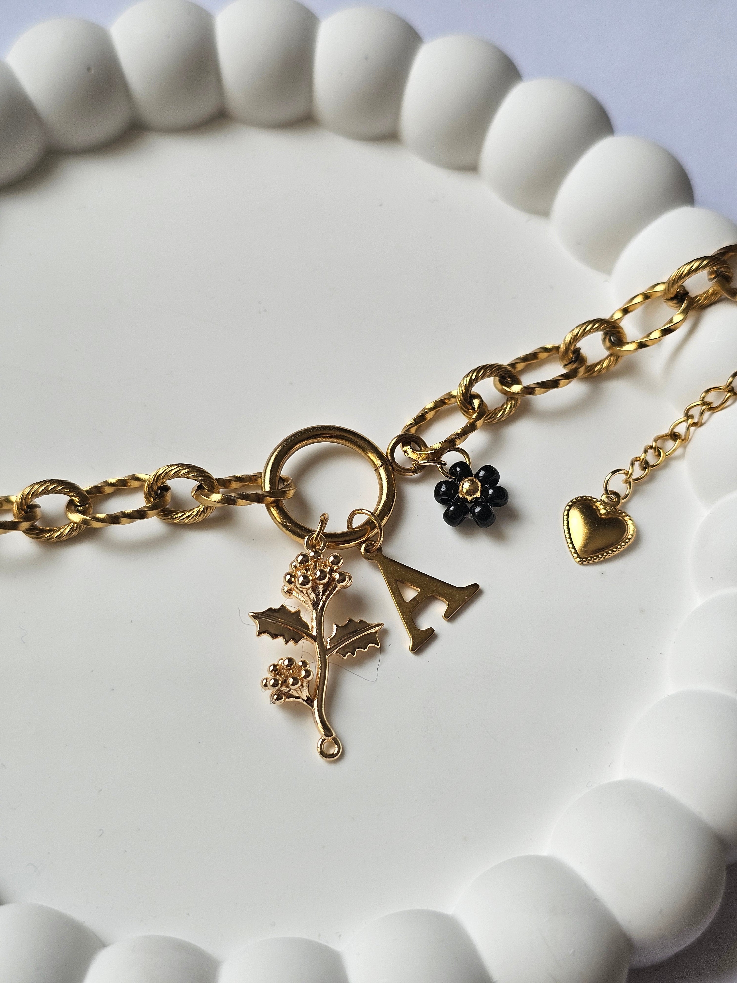 Bracelet Camélia - Doré (personnalisable)