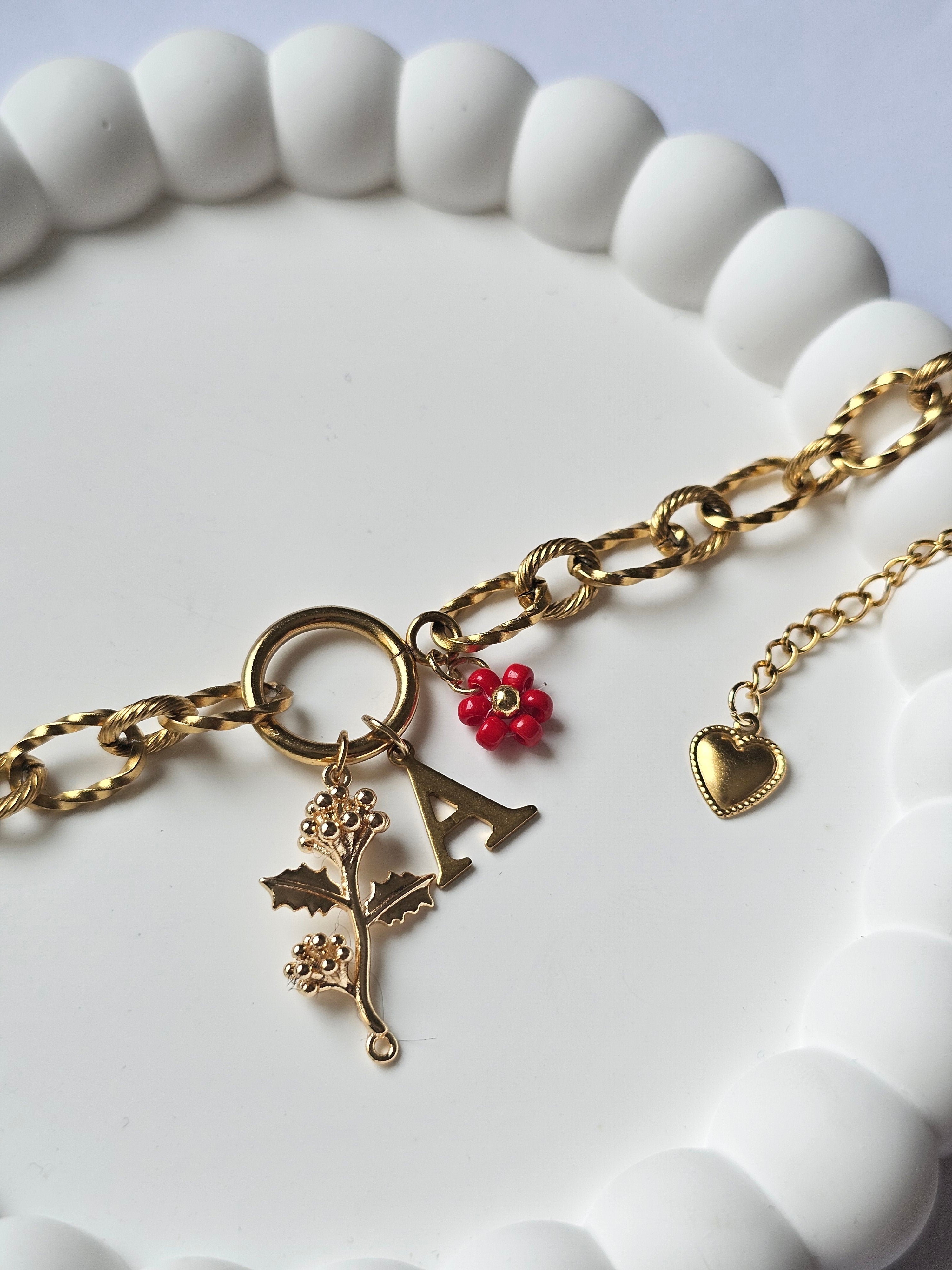 Bracelet Camélia - Doré (personnalisable)