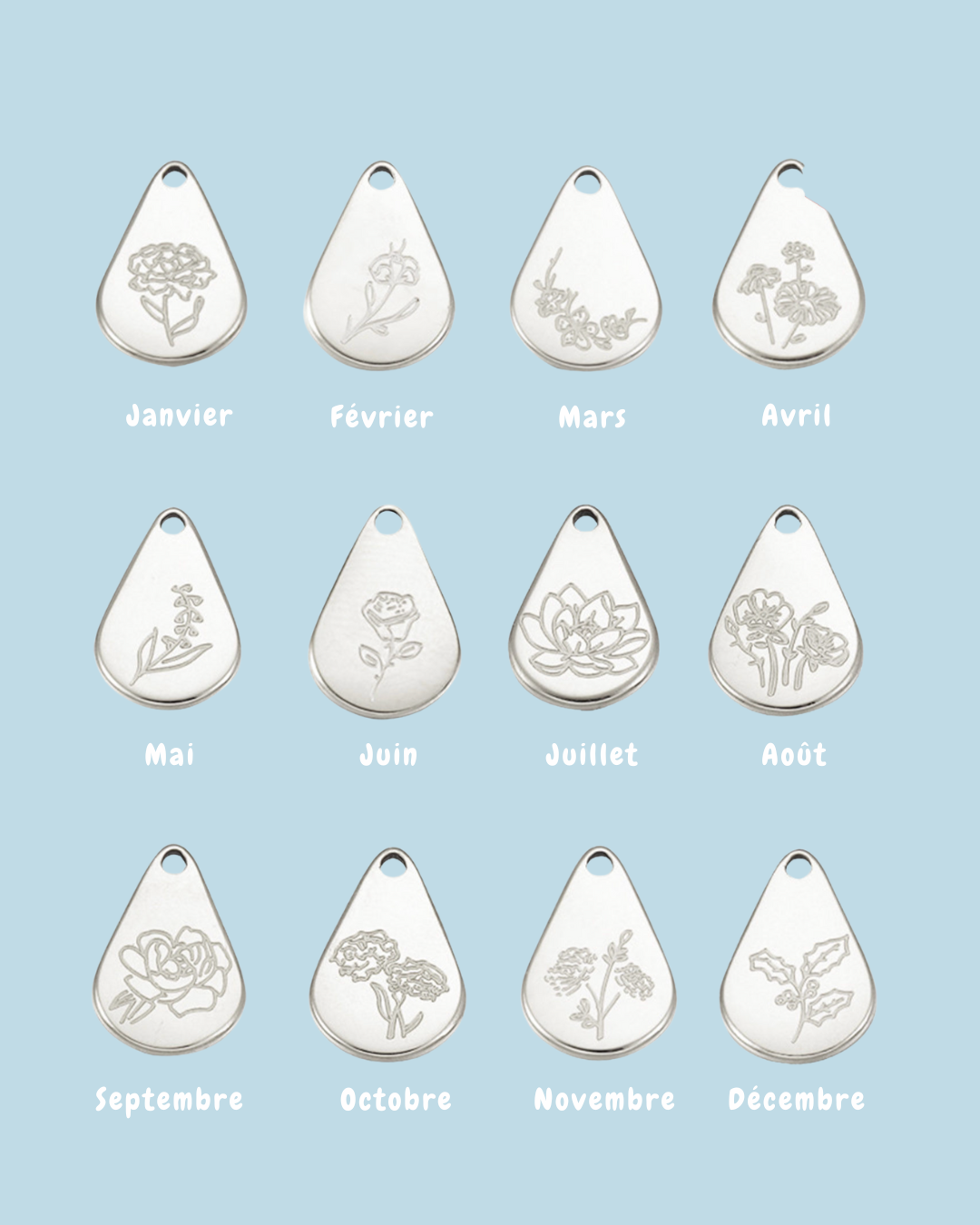 Bracelet Camélia - Argenté (personnalisable)