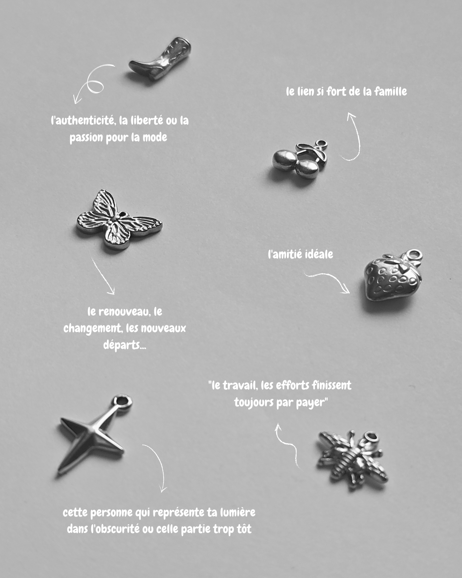 Collier Pensée - Argenté (personnalisable)