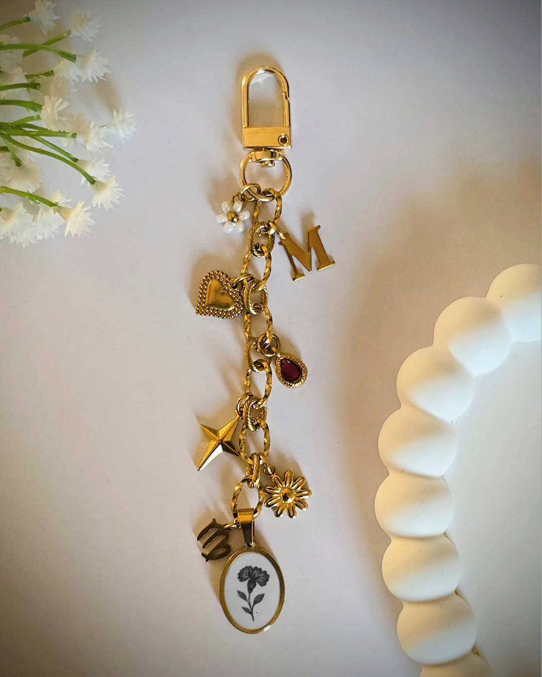 Porte-clés Pomélia - Doré (personnalisable)